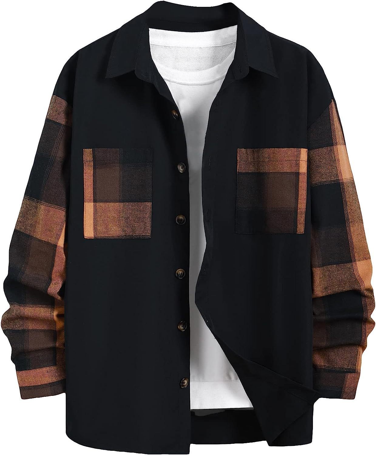 Autumn Plaid Colorblock Shirt - HabiKart
