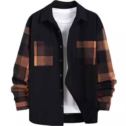Autumn Plaid Colorblock Shirt - HabiKart